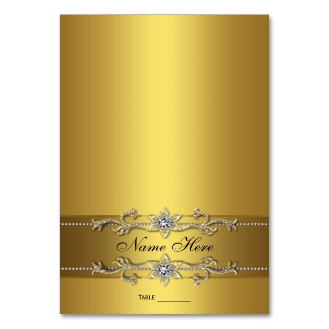 Elegant Guld Platskort Bordsnummer (Framsidan)