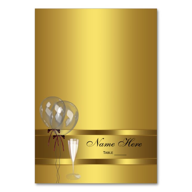 Elegant Guld Platskort Bordsnummer (Framsidan)
