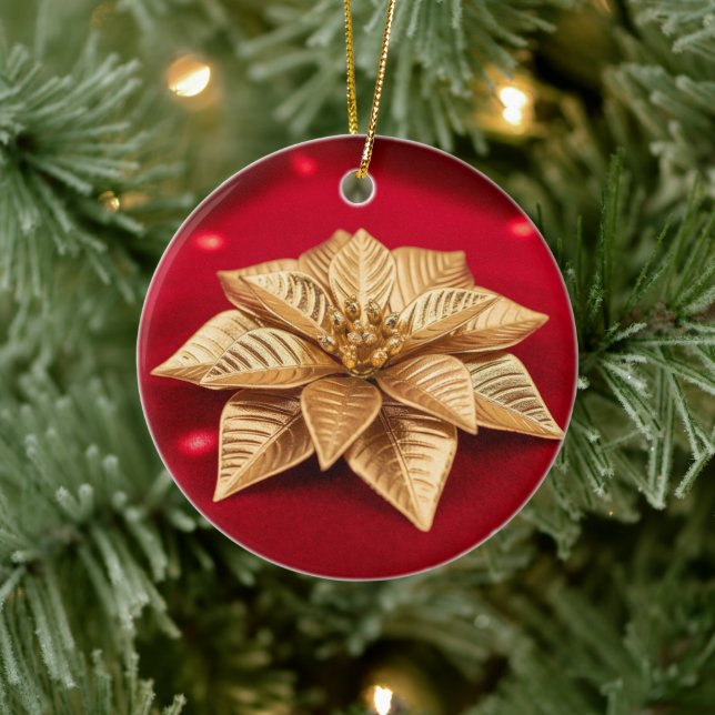 Elegant Guld Poinsettia jul Ornament (Träd)