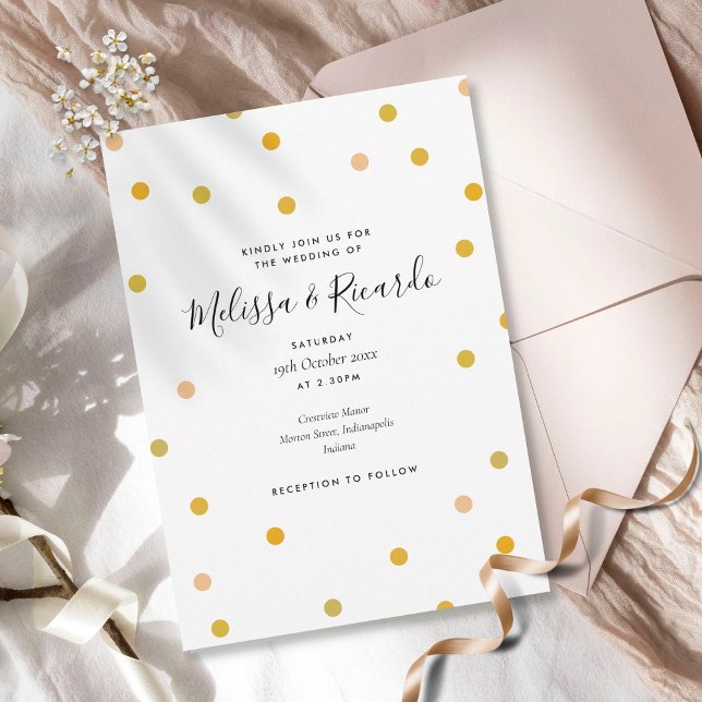 Elegant Guld Polka dots Bröllop Inbjudningar (Skapare uppladdad)