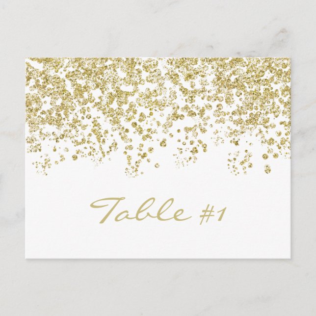 Elegant guld polka-dots Conetti-Bordsnummer Vykort (Framsida)