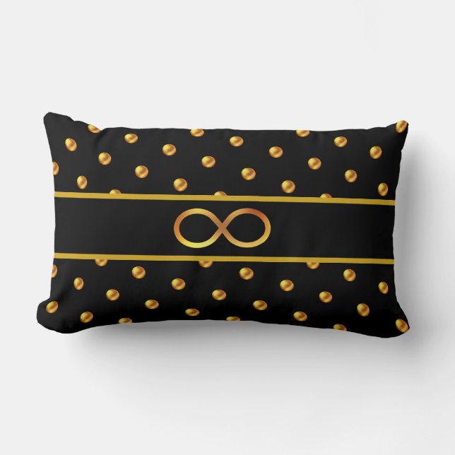 Elegant Guld Polka dots & Infinity Symbol Lumbarkudde (Framsida)