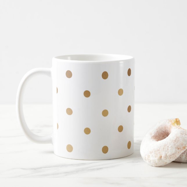 "Elegant Guld Polka dots" Kaffe Mugg (Med munk)