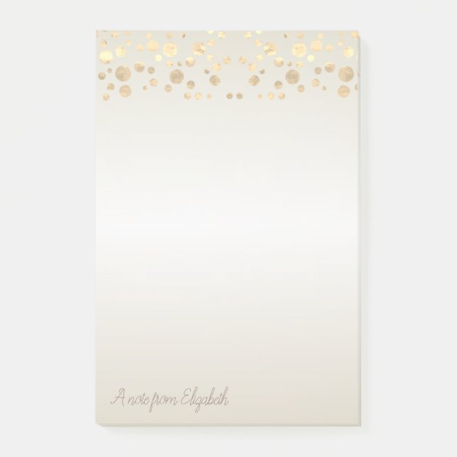 Elegant Guld Polka dots,Konfetti-Personlig Post-it Block (Framsida)