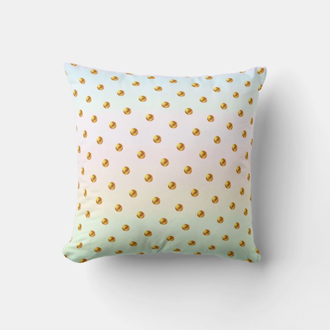 Elegant Guld Polka dots på Pastel Färg Kudde (Framsida)