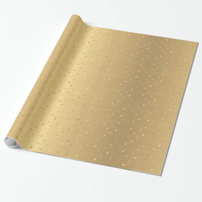 Elegant Guld Polka dots Presentpapper (Utrullad)