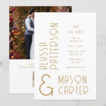 Elegant Guld QR-kod Foto Bröllop spara datum