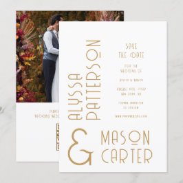 Elegant Guld QR-kod Foto Bröllop spara datum Datumet