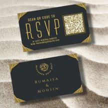 Elegant Guld QR OSA Islamic Bröllop Website