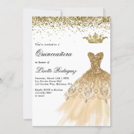 Elegant Guld Quinceanera Inbjudningar