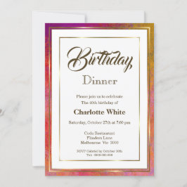 Elegant Guld Ram 40:e födelsedag Inbjudan till mid