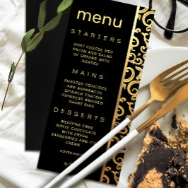 Elegant guld Ram Bröllop Menu Inbjudningar