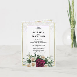 Elegant Guld Ram Classic Blommigt Bröllop Inbjudan