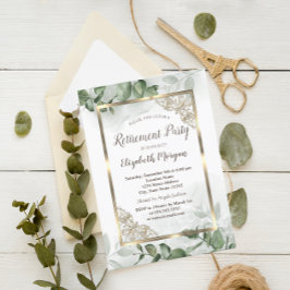 Elegant Guld Ram,Eucalyptus Greenery Pension Inbjudningar