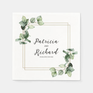 Elegant Guld Ram Greenery Elegant bröllop Pappersservett