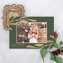 Elegant Guld Ram med botaniskt Löv Photo