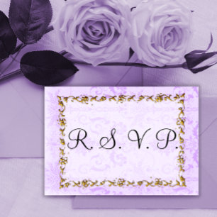 Elegant Guld Ram och Lila Damask OSA Kort