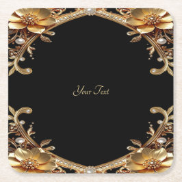 Elegant guld ram papper coaster underlägg papper kvadrat