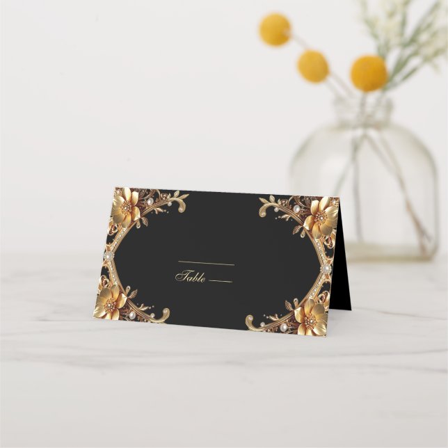 Elegant Guld Ram Platskort Placeringskort (Framsida)
