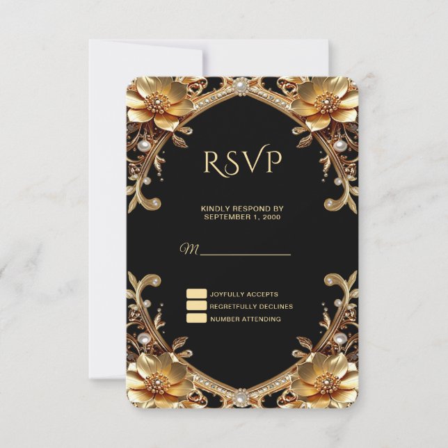 Elegant guld ram RSVP-kort OSA Kort (Framsida)