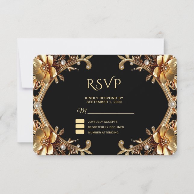 Elegant guld ram RSVP-kort OSA Kort (Framsida)