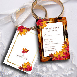 Elegant Guld Ram & Rustic Autumn Charm Bröllop OSA Kort