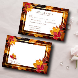 Elegant Guld Ram & Rustic Autumn Charm Bröllop OSA Kort