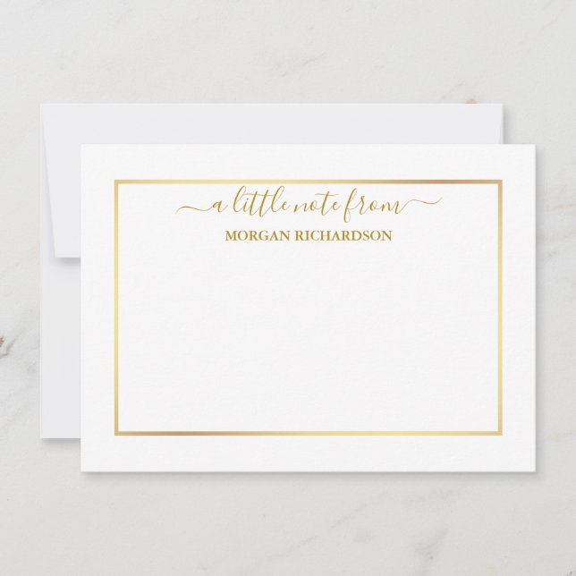 Elegant Guld Ram - välj Storlek - Personlig Anteckningskort (Framsida)