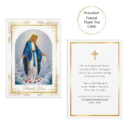 Elegant Guld Ram Virgin Mary Ro Funeral Tack Kort