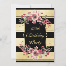 Elegant Guld Rand Blommigt vattenfärg 100:e Inbjudningar