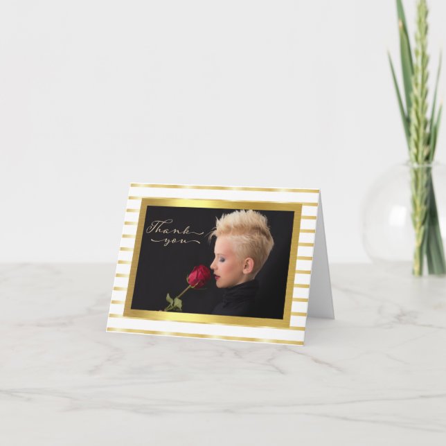 Elegant Guld Rand-foto - tackkort (Framsida)