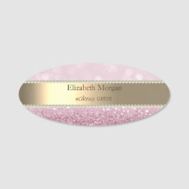 Elegant Guld Rand, Glitter Bokeh, Pearls Namnbricka