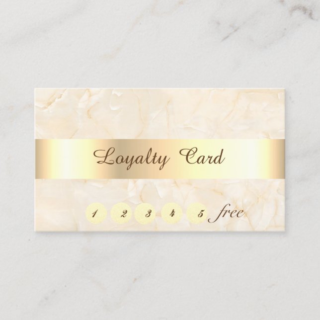 Elegant ,Guld Rand, Marble Loyalty Card Lojalitetskort (Framsida)