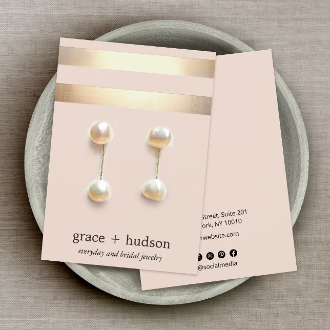 Elegant Guld Rand Modern Rosa Ökande Visning för m Visitkort (Skapare uppladdad)