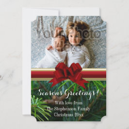 Elegant Guld Red Bow-julen Julkort