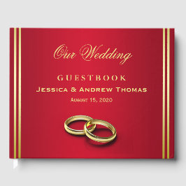 Elegant Guld & Red, Bröllop Ringar Bröllop Gästböcker
