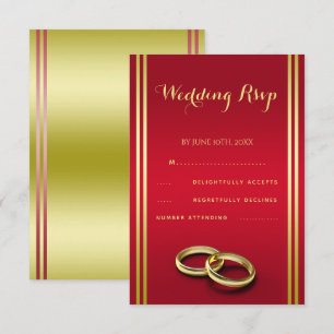 Elegant Guld & Red, Bröllop Ringar Bröllop OSA Kort
