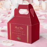 Elegant Guld & Red, Bröllop Ringar Bröllop Presentaskar<br><div class="desc">Elegant och romantisk, sofistikerad och modern dekorativ Tack för Bröllop med en vacker bakgrund av pulserande ruby red med guld gräns och ett par snyggt bröllop ringar, en söt klassdesign för er speciella dag. Perfekt för Vår och sommarevenemang men kan användas för höst/höst och vintertid. All text är helt och...</div>