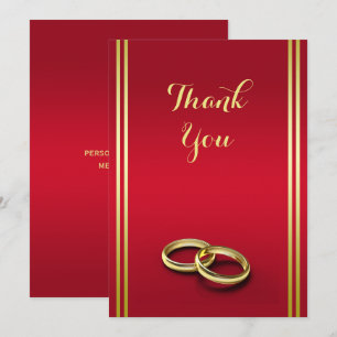 Elegant Guld & Red, Bröllop Ringar Bröllop Tack Kort