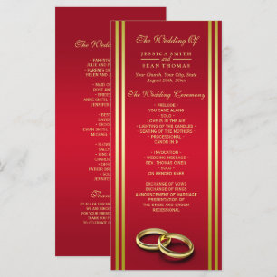 Elegant Guld & Red, Bröllop Ringar Bröllopsprogram