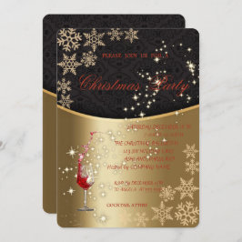 Elegant Guld Red Glass,korporerad jul Party Inbjudningar