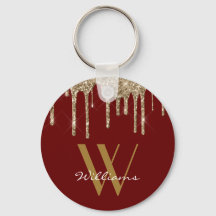 Elegant Guld Red Glitter Drives Monogram Namn
