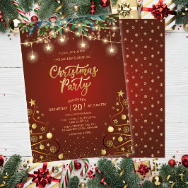 Elegant Guld Red jul House Corporate Party Inbjudningar