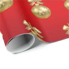 Elegant Guld & Red jul Ornament Mönster Presentpapper