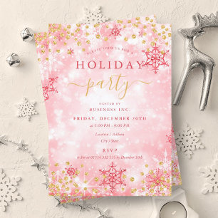 Elegant Guld Red Julafton Winter Company Helgdag Inbjudningar