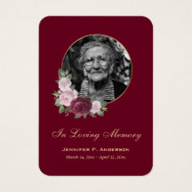 Elegant Guld Red Rosa Blommigt Memorial Card