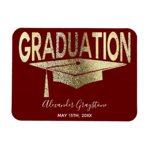 Elegant Guld Red Save Date Studenten Magnet
