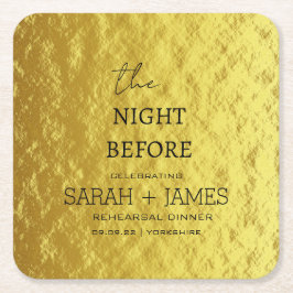 Elegant Guld Rehearsal Middag kvällen före Underlägg Papper Kvadrat