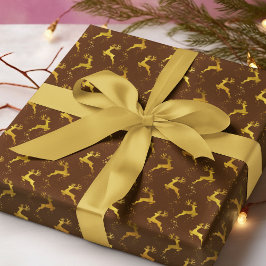 Elegant Guld Reindeer Brown jul Helgdag Presentpapper