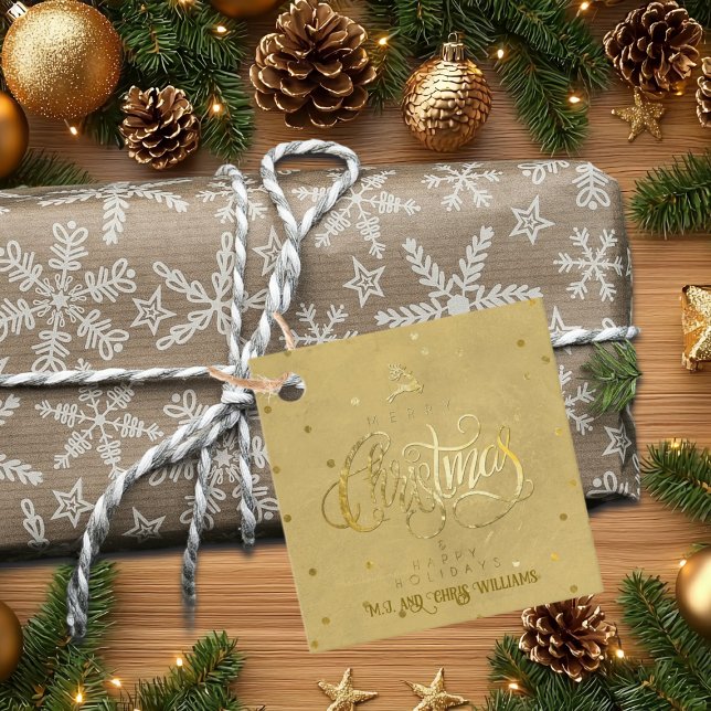 Elegant Guld Reindeer Guld Brev jul Gåvor Etiketter (Skapare uppladdad)